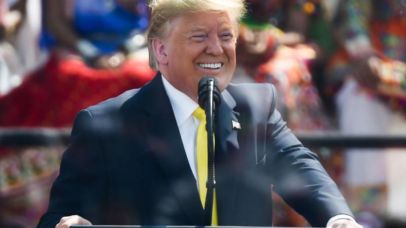 President Trump speaking at "Namaste, Trump" event in India on Feb. 24, 2020
