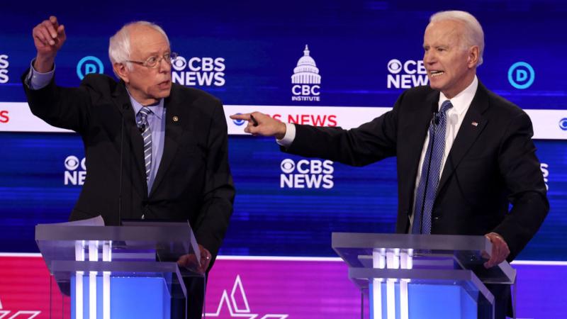 Joe Biden and Bernie Sanders at the 10th Democratic debate 