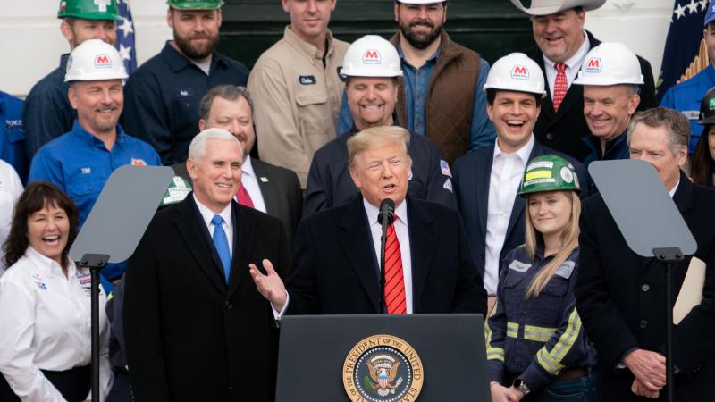 President Trump speaking at a ceremony for USMCA trade agreement