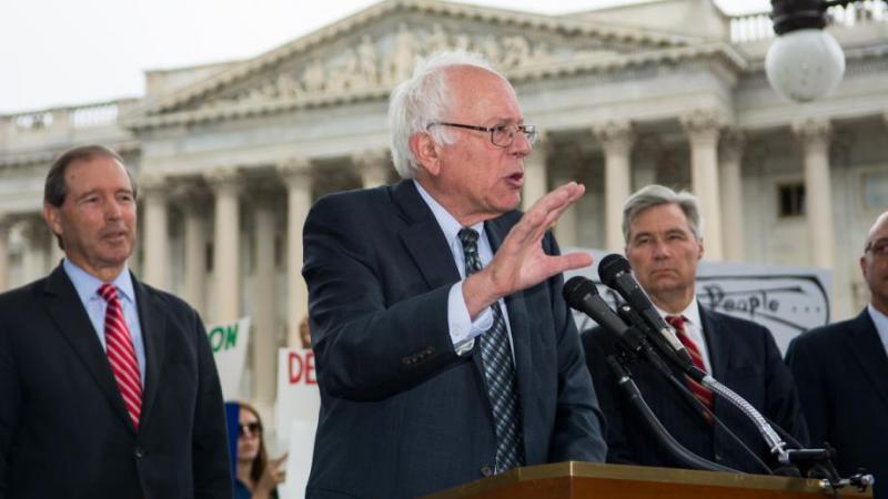 Senator Bernie Sanders speaks at constitutional amendment rally 