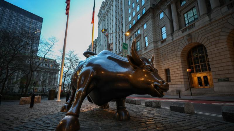 Charging bull statue on March 22, 2020