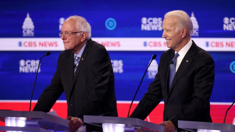 Biden and Sanders at South Carolina debate February 2020
