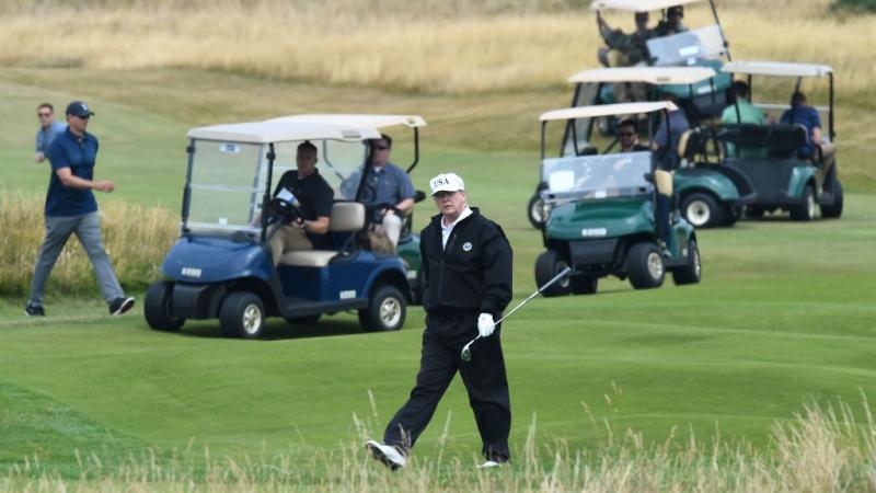 President Donald Trump and members of his Secret Service detail at the Trump Turnberry Resort, Scotland