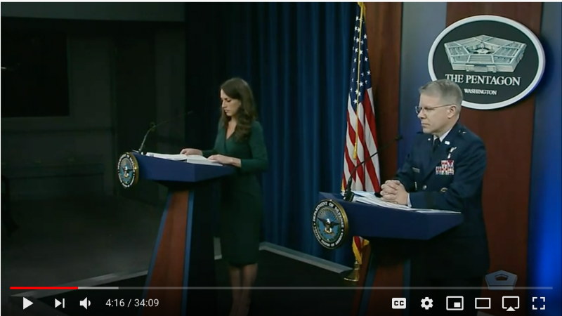 Air Force Brig. Gen. (Dr.) Paul Friedrichs, Joint Staff Surgeon for the Joint Chiefs of Staff, Pentagon press secretary Alyssah Farah at the Pentagon.