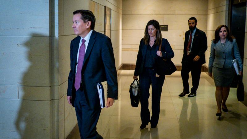 Intelligence Community IG Michael Atkinson arrives for a closed door briefing with the House Intelligence Committee