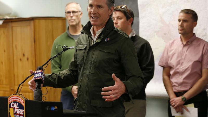 Calif. Gov. Gavin Newsom speaks at a press conference.