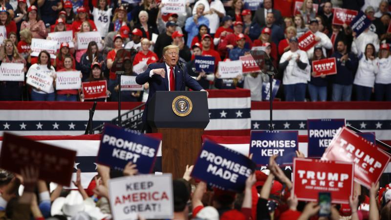 CHARLOTTE, NC - MARCH 2: U.S. President Donald Trump speaks to supporters during a rally on March 2, 2020 in Charlotte, North Carolina. Trump was campaigning ahead of Super Tuesday.
