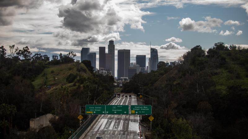 Empty freeway in Los Angeles, California