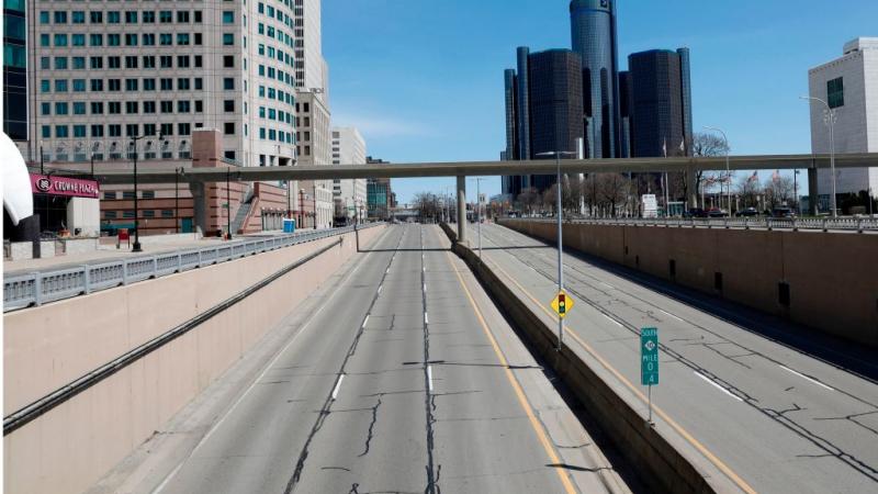 Jefferson Ave. in Detroit, Michigan on April 6, 2020