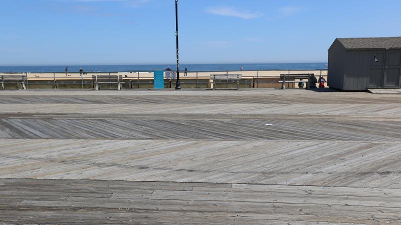 An empty Asbury Park Boardwalk which is temporarily closed until further notice due to the Coronavirus (COVID-19) pandemic.