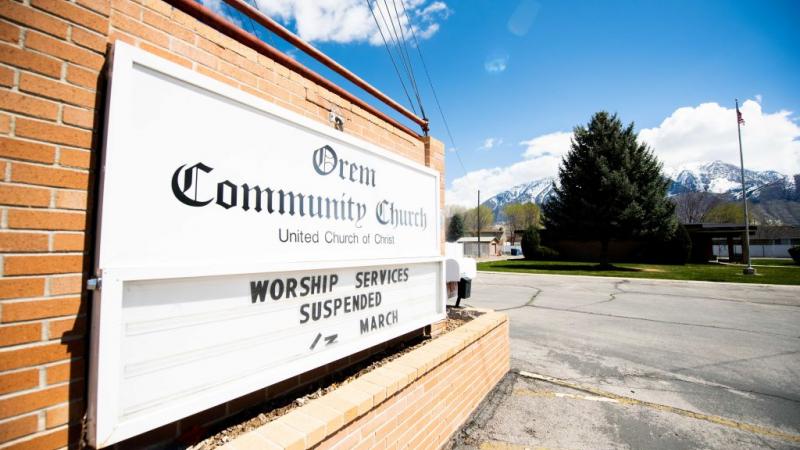 Empty Los Angeles church parking lot on Easter, April 12, 2020