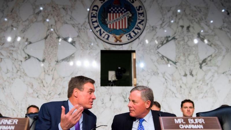 Senate Intelligence committee Chairman Richard Burr (R-N.C.) and Vice Chairman Mark Warner (D-Va.) at a hearing
