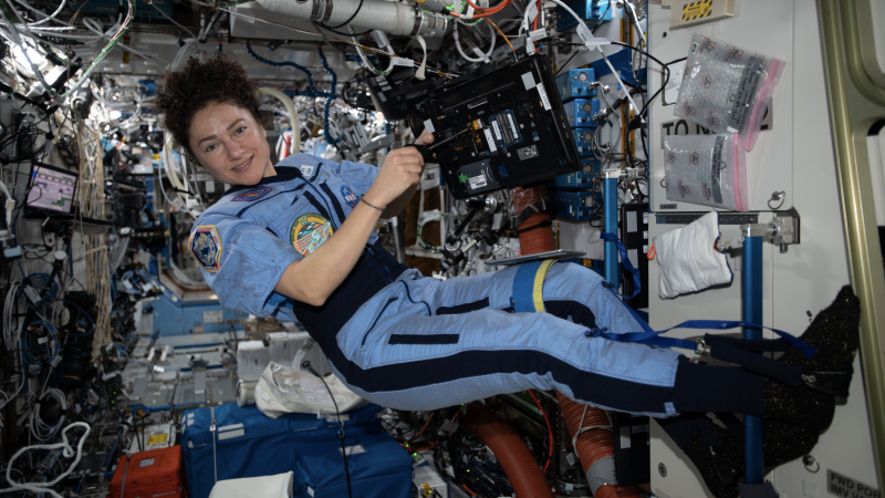 Astronaut Jessica Meir in space