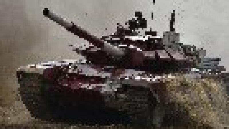 A Russian tank in action