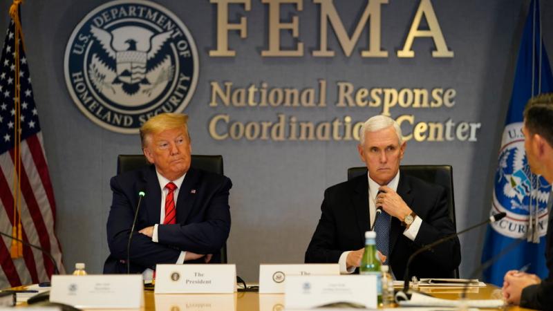 President Donald Trump and Vice President Mike Pence visit FEMA in March