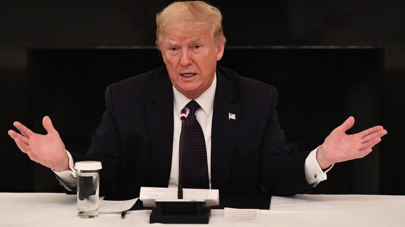 President Donald Trump speaks during a meeting with resturant executives.