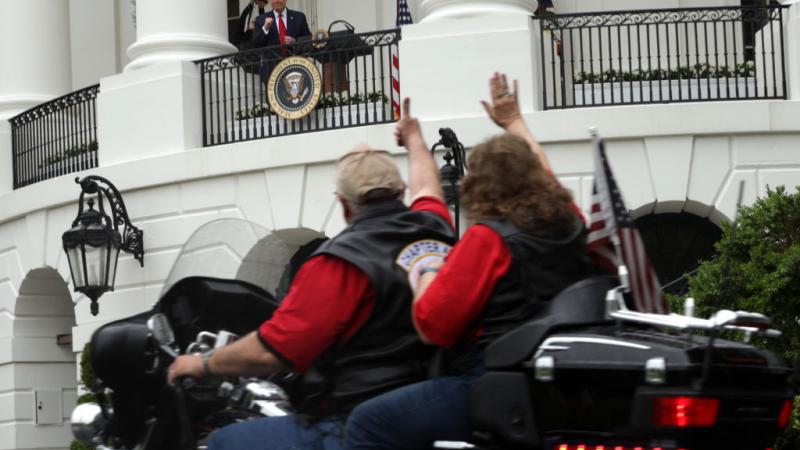 President Trump greets bikers at the White House