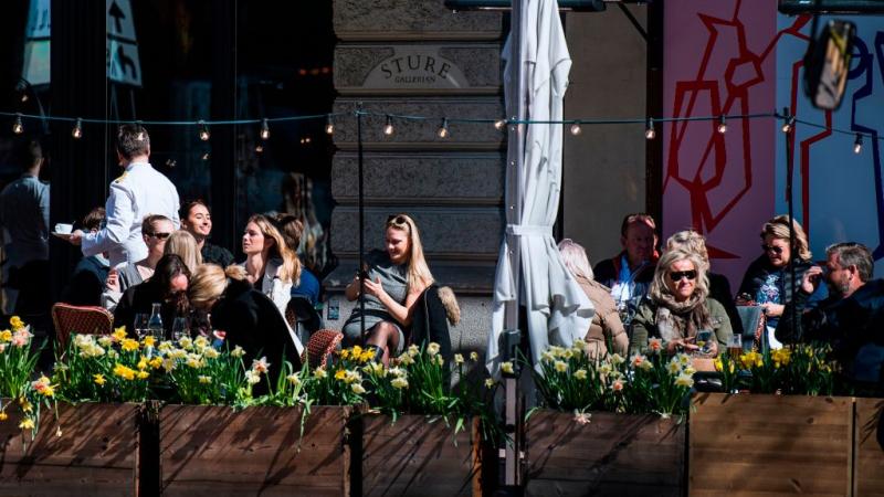 Sweden, sidewalk cafe