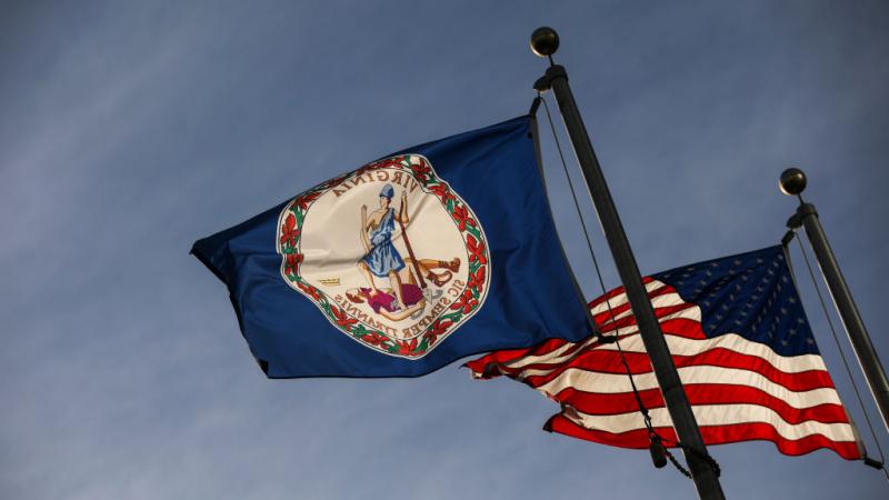 Virginia flag and American flag in 2019