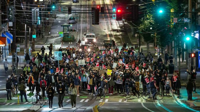 Protesters in Seattle on June 9