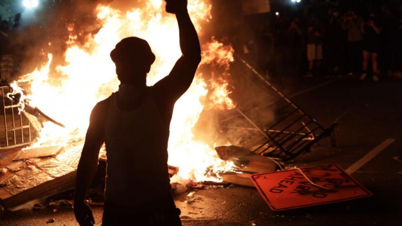 A fire during a protest in D.C.