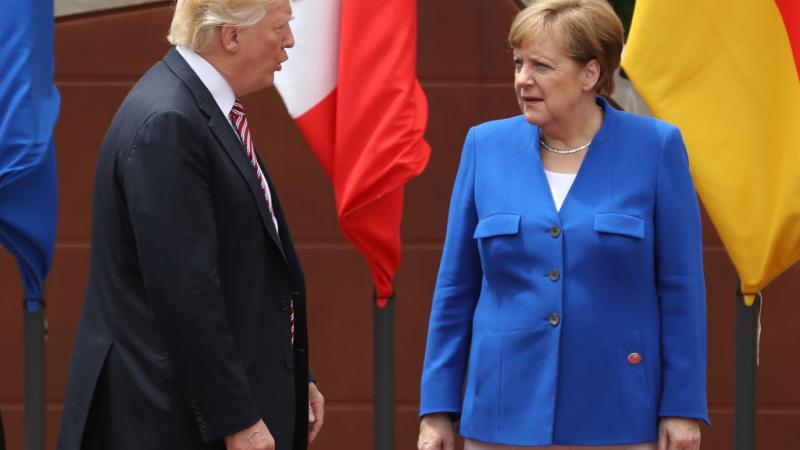 President Donald Trump with German Chancellor Angela Merkel