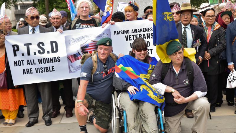 P.T.S.D. veterans protest march in London 