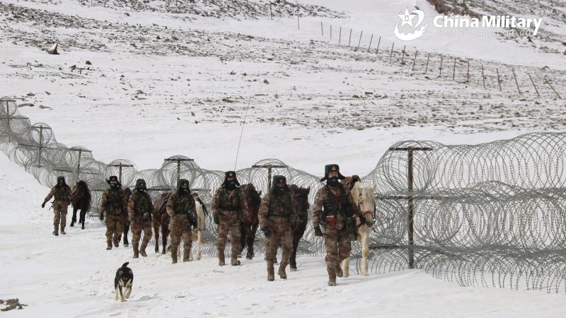 Chinese border guards patrol the Xinjiang Uygur Autonomous Region