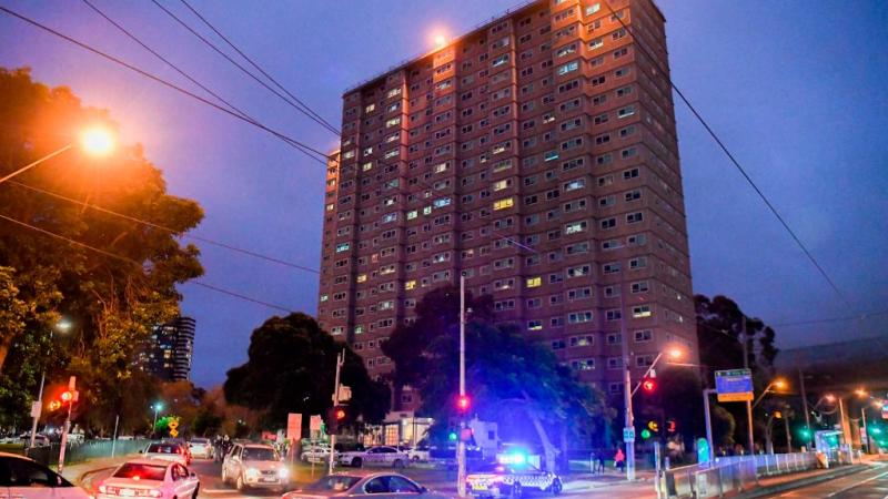 One of the towers in Melbourne that is now under sever lockdown