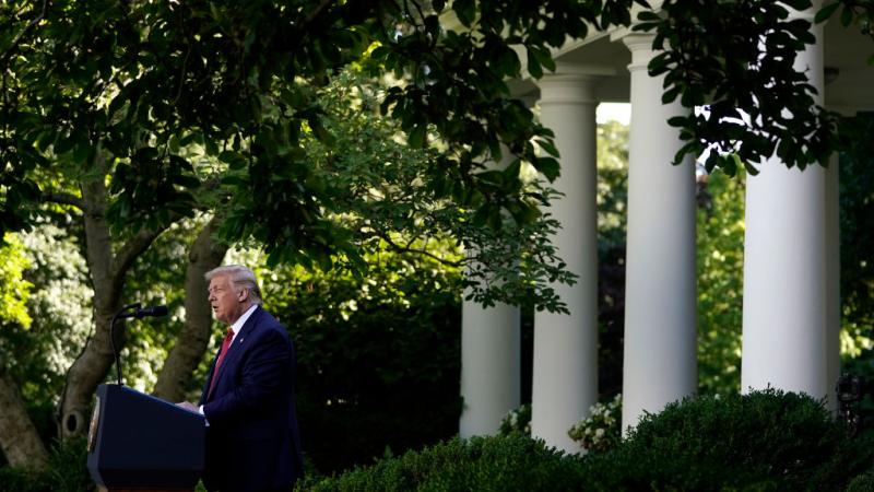 Trump at the Rose Garden on Tuesday