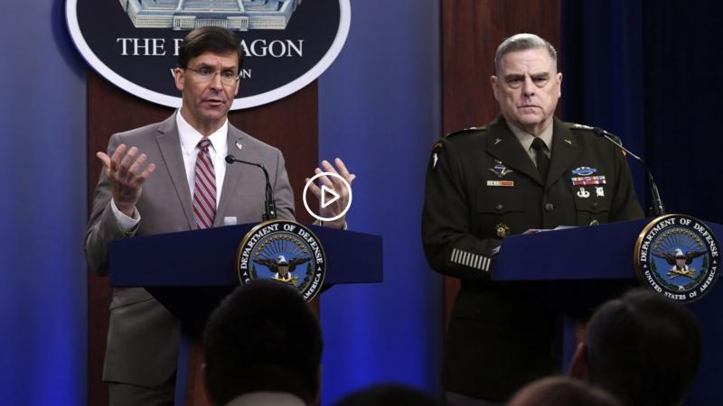 Chairman of the Joint Chiefs of Staff Gen. Mark Milley (left) and Secretary of Defense Mark Esper 
