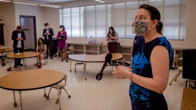 Reporters get a tour of a school in Montgomery County