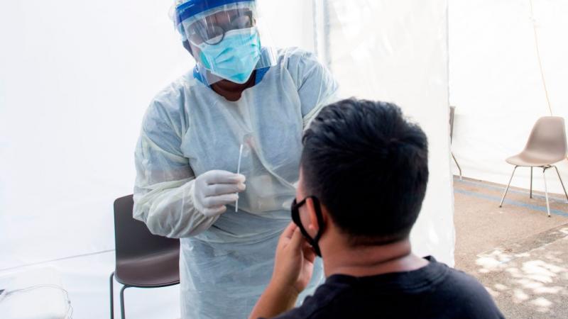 A COVID-19 testing site in Los Angeles