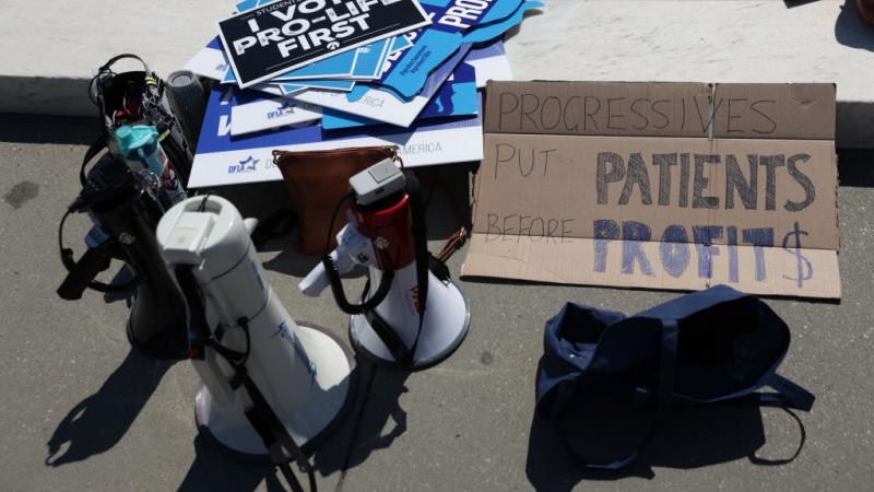 Abortion protest paraphernalia outside the Supreme Court.