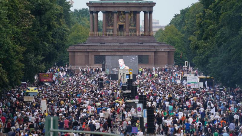 Protesters in Berlin, Aug. 29