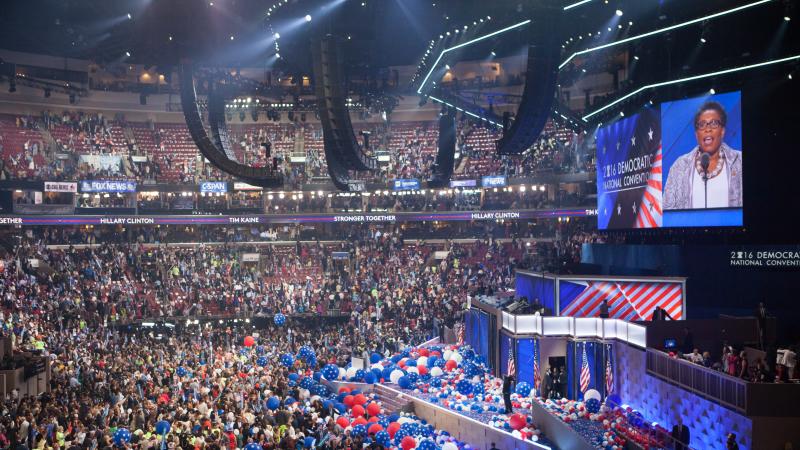 The Democratic National Convention in Philadelphia, PA on July 27, in the Wells Fargo Center.