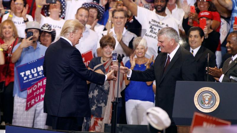 President Trump greets Franklin Graham, August 22, 2017, Phoenix, AZ