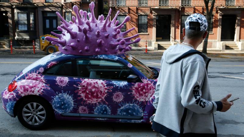 A COVID-19 display in Boston, Massachusetts 