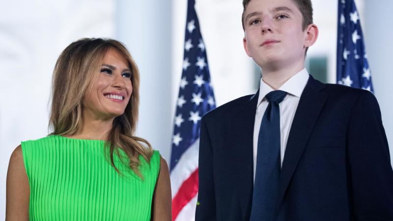 First Lady Melania Trump and her son Barron Trump in August 2020