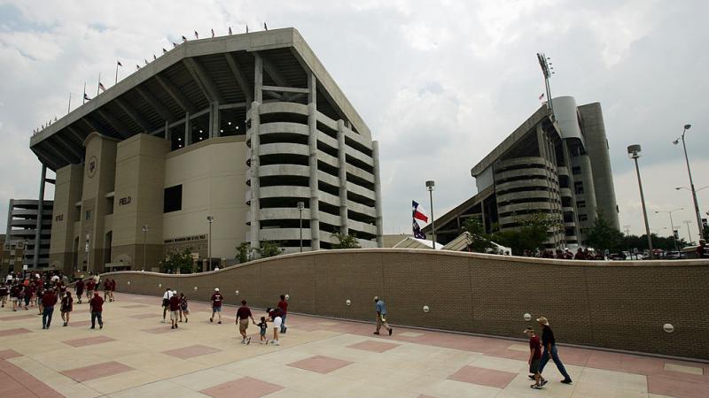 An exterior view of Kyle Field at Texas A&M University