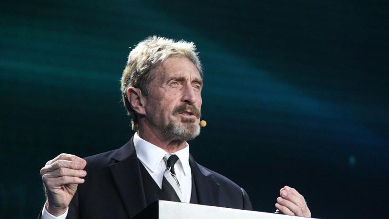 John McAfee makes speech during the China Internet Security Conference in 2016