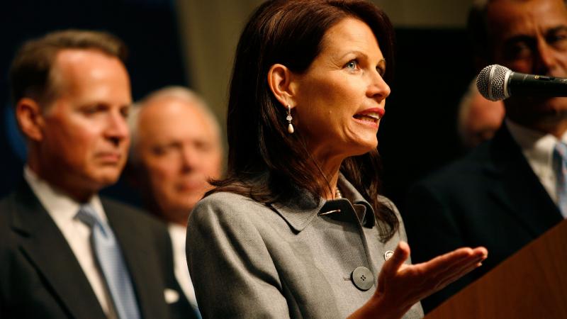 U.S. Rep. Michele Bachmann (R-MN) speaks during a press conference about Republican U.S presidential nominee U.S. Sen. John McCain's (R-AZ) energy policy on day three of the Republican National Convention (RNC)