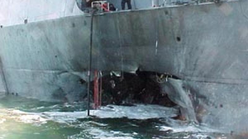 The USS Cole after being attacked