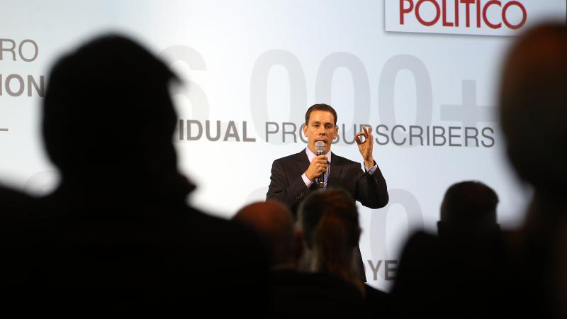 Jim VandeHei, Editor-in-Chief and co-founder of Politico, speaks during an Axel Springer Event entitled "Press Get Together 2014" in Berlin, Germany, 09 December 2014. 