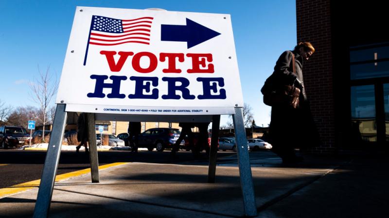 Voter at a polling place in Minnesota in March 2020
