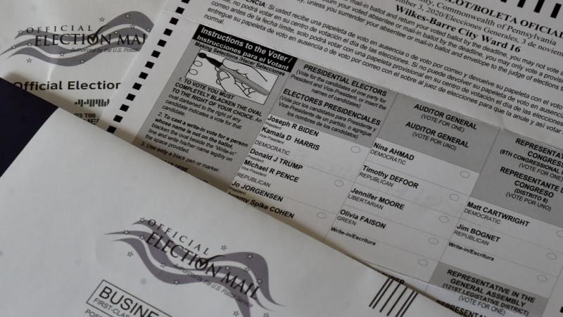 A mail-in ballot in Pennsylvania