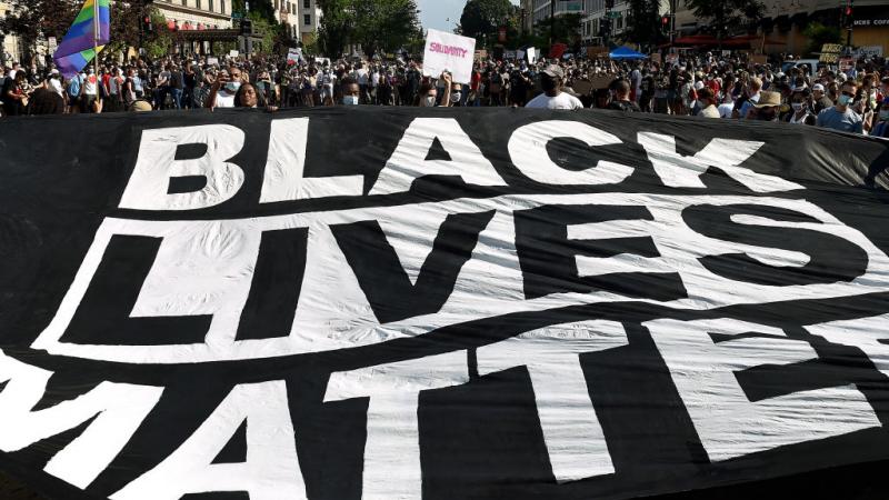 Black Lives Matter banner near White House amid June 2020 demonstration