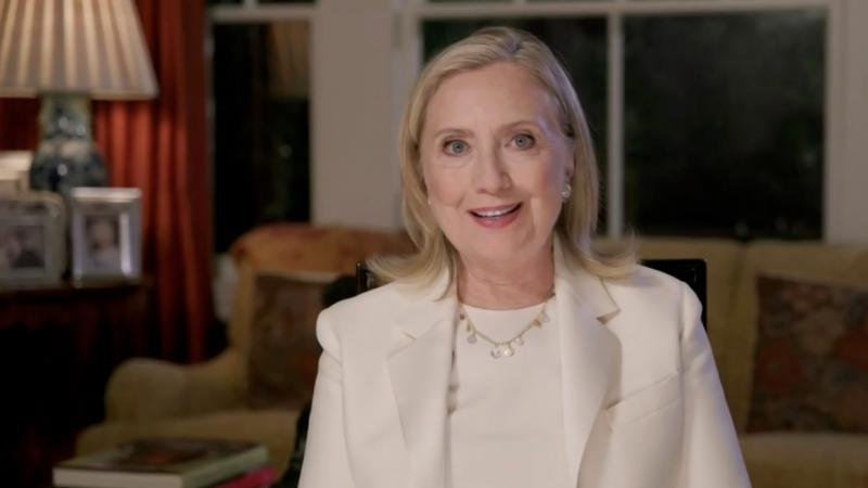 In this screenshot from the DNCC’s livestream of the 2020 Democratic National Convention, former first lady and Secretary of State Hillary Clinton addresses the virtual convention on August 19, 2020.