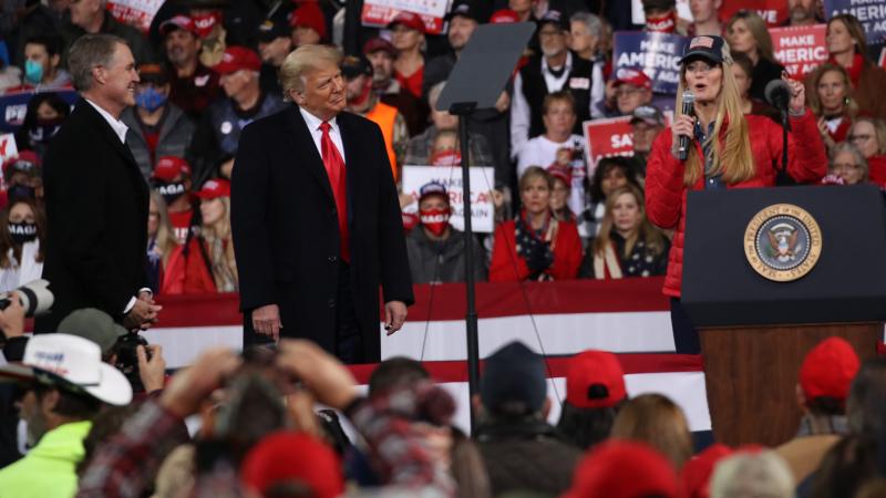 President Donald Trump attends a rally in support of Sen. David Perdue (R-GA) and Sen. Kelly Loeffler (R-GA) on December 05, 2020 in Valdosta, Georgia.