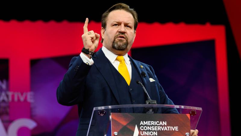 Sebastian Gorka, former Deputy Assistant to President Trump, seen speaking during the American Conservative Union's Conservative Political Action Conference (CPAC) at the Gaylord National Resort & Convention Center in Oxon Hill, MD.